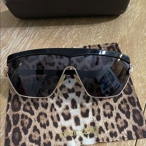 Roberto Cavalli Black Sunglasses with Gold Snake Accents